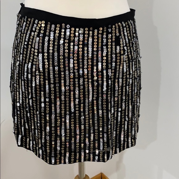 Theory black silver sequin mini skirt - Picture 2 of 4